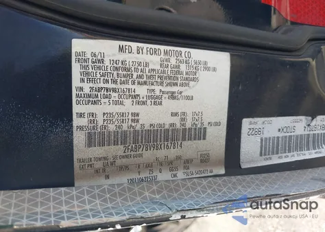 2011 Ford Crown Victoria Police Interceptor из США, поврежденный, VIN 2FABP7BV9BX167814